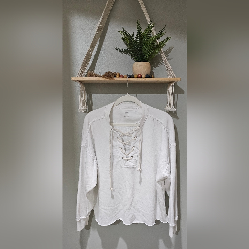 Aerie Oversized Lace-Up Tunic Sweatshirt